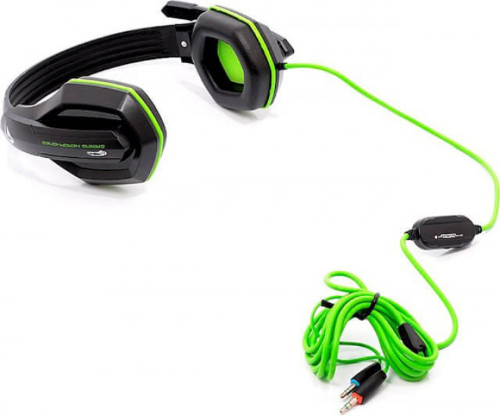 Наушники Gemix W-330 Gaming Black/Green, 2 x Mini jack (3.5 мм), накладные, регулятор громкости, каб